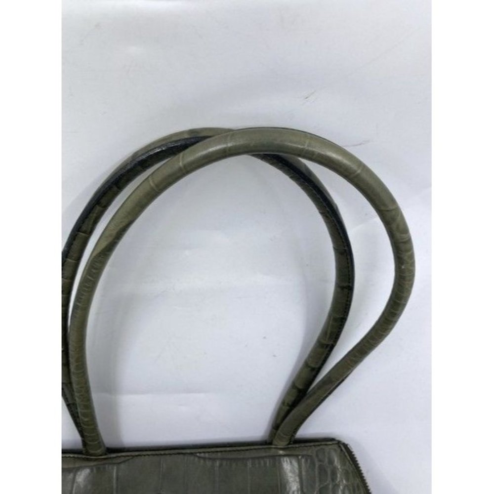 Furla Croco Embossed Bowler Green Leather Shoulder Bag - Picture 3 of 8